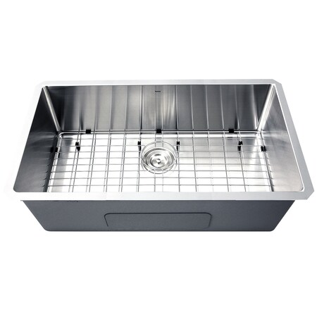 Nantucket Sinks 32In. Large Rectangle Single Bowl Undermount Small Radius Corners Stainless Steel Kitchen Sink SR3218-16